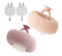 2 Pack Super Soft Sunflower Suction Cup Bath Ball, Body Sponges for Shower Exfoliating, Body Scrubber with Handle, Bathing Accessories (D)