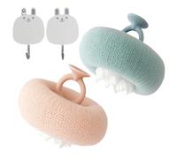 2 Pack Super Soft Sunflower Suction Cup Bath Ball, Body Sponges for Shower Exfoliating, Body Scrubber with Handle, Bathing Accessories (C)