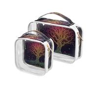 2 Pack Tarot Bohemio Color astrológico árbol claro decorativo bolsas de inodoro para viajes TSA aprobado pequeño bolso cosmético reutilizable esencial de afeitar bolsa de almacenamiento, Bohemia,
