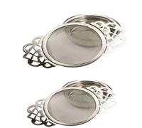2 Pack Tea Strainers with Drip Bowls Stainless Steel Loose Leaf Tea Strainers-The Empress Tea Strainer Mesh Tea Infuse with Double Winged Handles-Silv