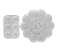 2-Pack Thickened Plastic Paint Mixing Tray Set, Round & Square Palette for Oil Watercolor Gouache Acrylic DIY Art Supplies Dibujo