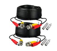 2 Pack Todo en uno de imágenes prediseñadas 125 ft Negro Cable de Alambre y Cable de alimentación con Conectores RCA de vídeo BNC Macho a Macho Conector para CCTV cámara de Seguridad