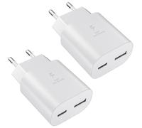 2 Pack USB C Cargador 25W 2 Port USBC Carga Rápida Adaptador USB-C & USB-A | para Apple iPhone 17 16 15 14 Pro MAX Samsung Galaxy S26 S25 S24 A57 A56 A55 A37 A36 A17 A16 A15 Cargador móvil Carga Rápida