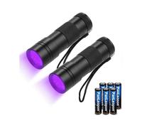 2 Pack UV Flashlight with 12 LEDs and 395nm Black Light Detector for Dirty Money, Dog Urine, and Other Pets with 6 AAA Batteries [Energy Class A+]