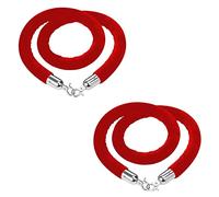 2 Pack Velvet Post Stanchion Rope Sturdy Foam Core Hanging Cord,Elegant Barrier Ropes with Hooks, for Indoor Outdoor Restaurant Queue Divider Crowd Control(Red,4m (13 feet))