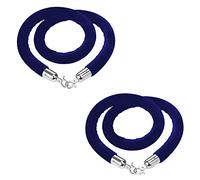 2 Pack Velvet Post Stanchion Rope Sturdy Foam Core Hanging Cord,Elegant Barrier Ropes with Hooks, for Indoor Outdoor Restaurant Queue Divider Crowd Control(Blue,1.5m (5 feet))