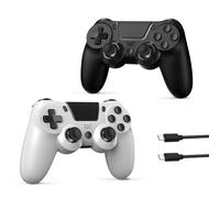 2 Pack Wireless PS4 Controller, Wireless Gaming Controller for PS4/Pro/Slim/PC with Dual Vibration//6-Axis Sensor/Motion Control/Touch Pad/3.5mm Audio Jack(Black & White)