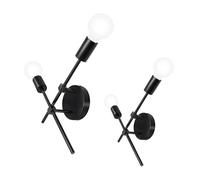 2 Packs Aplique de Pared de Negro, Metal 360° Ajustable Lampara Pared, Aplique Pared Interior Vintage Industrial E26 E27 Apliques Para Interior, Pasillo, Bar (Sin Bombilla)
