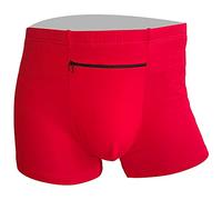 2 Packs Men's Boxer Briefs Secret Hidden Pocket, Pickpocket Proof Travel Secret Pocket Underwear, with a Secret Front Stash Zipper Pocket Panties X-Large Size. (Red)