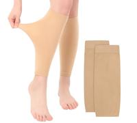 2 paia di calze compressione graduata donna (unisex), calzini gambaletti compressione graduata donna con punta aperta, protezione con compressione graduata di secondo grado 20-30 mmHg (color pelle).