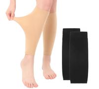2 paia di calze compressione graduata donna (unisex), gambaletti compressione graduata donna con collo aperto, protezione a compressione graduale di secondo grado 20-30 mmHg (color pelle, nero).