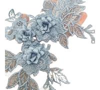 2 Pair Flower Applique Neckline Sew On Embroidery Patch DIY Wedding Evening Party Dress Decoration Accessories(B)