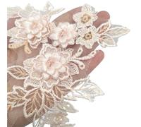 2 Pair Flower Applique Neckline Sew On Embroidery Patch DIY Wedding Evening Party Dress Decoration Accessories(Color2)