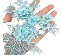 2 Pair Flower Applique Neckline Sew On Embroidery Patch DIY Wedding Evening Party Dress Decoration Accessories(A)