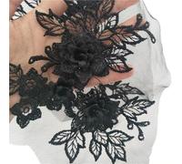 2 Pair Flower Applique Neckline Sew On Embroidery Patch DIY Wedding Evening Party Dress Decoration Accessories(Color 01)