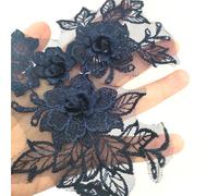 2 Pair Flower Applique Neckline Sew On Embroidery Patch DIY Wedding Evening Party Dress Decoration Accessories(Color21)