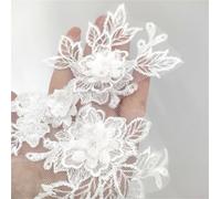 2 Pair Flower Applique Neckline Sew On Embroidery Patch DIY Wedding Evening Party Dress Decoration Accessories(White)