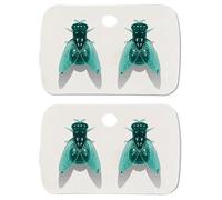 2 Pair Realistic Fly Earrings, Abstract House Realistic Fly Earrings, Novelty Prank Gift,Halloween Costume, Unique Simulation Design Animal Earring (2 Green)