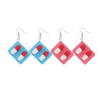 2 Pair Wooden Capsule Earrings Creative Nurse Eardrop Funny Ear Ornament Lightweight for Daily Wear Unique Fashion Accessory