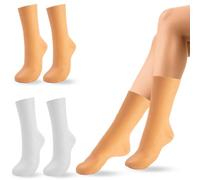 2 Paires Chaussette Hydratante Pied, Chaussettes Silicone Pieds Pour Femmes Et Hommes, Chaussettes En Gel, Adatto Per Piedi Secchi E Screpolati, Trattamenti Termali E Cura Dei Piedi(Beige + Blanc)