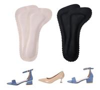 2 Paires de Semelles Intérieures 3/4 en Cuir Véritable pour Femmes, Taille 37-38, Coussinets Confortables pour Talons Hauts et Escarpins, Couleur Chair et Noir