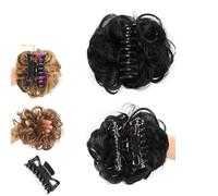 2 Pairs Bun Extension Clips, Messy Bun Scrunchie, Hair Extension Scrunchie, Messy Buns Hair Pieces for Women, Soft Hairs Buns Hairpieces for Women Daily Wea (#2)