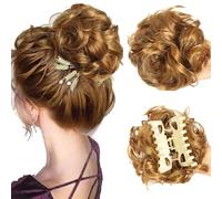 2 Pairs Bun Extension Clips, Messy Bun Scrunchie, Hair Extension Scrunchie, Messy Buns Hair Pieces for Women, Soft Hairs Buns Hairpieces for Women Daily Wea (#12)