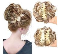 2 Pairs Bun Extension Clips, Messy Bun Scrunchie, Hair Extension Scrunchie, Messy Buns Hair Pieces for Women, Soft Hairs Buns Hairpieces for Women Daily Wea (#15)