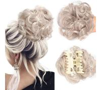 2 Pairs Bun Extension Clips, Messy Bun Scrunchie, Hair Extension Scrunchie, Messy Buns Hair Pieces for Women, Soft Hairs Buns Hairpieces for Women Daily Wea (#7)