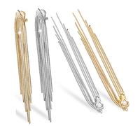 2 Pairs Chain Tassel Clip-on Women Long Snake Earrings for Wedding Banquet