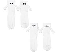 2 Pairs Funny Magnetic Couple Socks, Novelty Hand in Hand Friendship Socks, Big Eyes Magnet Socks for Lovers Friends Sisters (Blanco)