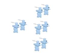 2 Pairs Girls Women Wearing Post Fashion Earrings Dog Bite Animal Ear Studs Polymer Clay White Miss Small Animals