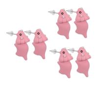 2 Pairs Girls Women Wearing Post Fashion Earrings Dog Bite Animal Ear Studs Polymer Clay White Miss Small Animals
