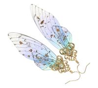 2 Pairs Imitation Cicadas Wings Orange Boho Womens Wedding Black Earrings Animal Ear Jewelry South Miss Temperament