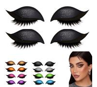 2 Pairs Lazy Eye Shadow Eyelash Patch, Eyeshadow and lash Sticker, 2-in-1 Reusable Eye Makeup Stickers with False Lashes & Shadow (Black)