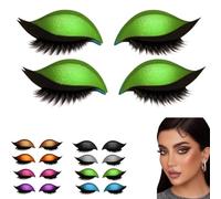 2 Pairs Lazy Eye Shadow Eyelash Patch, Eyeshadow and lash Sticker, 2-in-1 Reusable Eye Makeup Stickers with False Lashes & Shadow (Green)