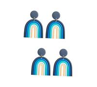 2 Pairs U Shaped Dangling Blue Tan for Women Earings Dangle Boho Earrings Pink Earring Polymer Clay Women's Bohemian