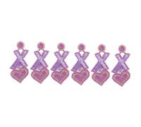 2 Pairs Valentine's Day Girls' for Drop Heart Shaped Wedding Jewelry Sequin Vintage Earrings Metal Pendant Bead