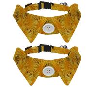 2 pajaritas ajustables para mascotas, corbatín formal para niños y niñas, cachorros, gatitos, bodas, cumpleaños, flores amarillas de crisantemo