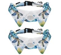 2 pajaritas ajustables para perro y gato, pez tortuga de acuarela, cómodo y duradero, collar con campana para perros pequeños, gatos, gatitos y cachorros