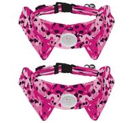 2 pajaritas ajustables para perros y gatos, estampado de leopardo rosa, cómodo y duradero, collar con campana para perros pequeños, gatos, gatitos y cachorros