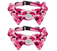2 pajaritas ajustables para perros y gatos, leopardo rosa, cómodo y duradero, collar con campana para perros pequeños, gatos, gatitos y cachorros