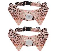2 pajaritas ajustables para perros y gatos, patrón de leopardo de oro rosa, cómodo y duradero, collar con campana para perros pequeños, gatos, gatitos y cachorros