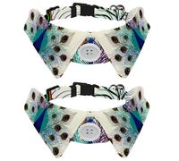 2 pajaritas para gatos y perros, collar ajustable para mascotas, corbatín formal para niños, niñas, cachorros, gatitos, bodas, cumpleaños, diseño retro de pavo real floral