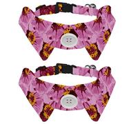 2 pajaritas para gatos y perros, collar ajustable para mascotas, corbatín formal para niños, niñas, cachorros, gatitos, bodas, cumpleaños, flores rosas con núcleo amarillo