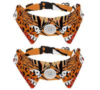 2 pajaritas para gatos y perros, collar ajustable para mascotas, corbatín formal para niños, niñas, cachorros, gatitos, boda, cumpleaños, parche con textura de piel de animales salvajes