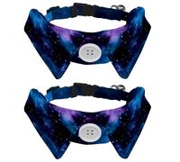 2 pajaritas para gatos y perros, collar ajustable para mascotas, corbatín formal para niños, niñas, cachorros, gatitos, boda, cumpleaños, galaxia nebulosa, cielo estrellado