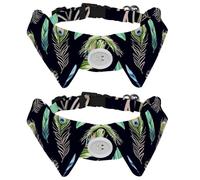 2 pajaritas para gatos y perros, collar ajustable para mascotas, corbatín formal para niños, niñas, cachorros, gatitos, bodas, cumpleaños, patrón de plumas de pavo real
