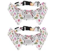 2 pajaritas para gatos y perros, collar ajustable para mascotas, corbatín formal para niños, niñas, cachorros, gatitos, bodas, cumpleaños, flores rosas, bicicleta y mariposas