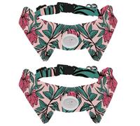 2 pajaritas para gatos y perros, collar ajustable para mascotas, corbatín formal para niños, niñas, cachorros, gatitos, bodas, cumpleaños, flores rosas tropicales